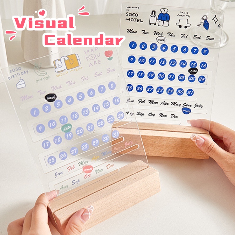 2024 Acrylic Visual Calendar Reusable Desktop Perpetual Calendar