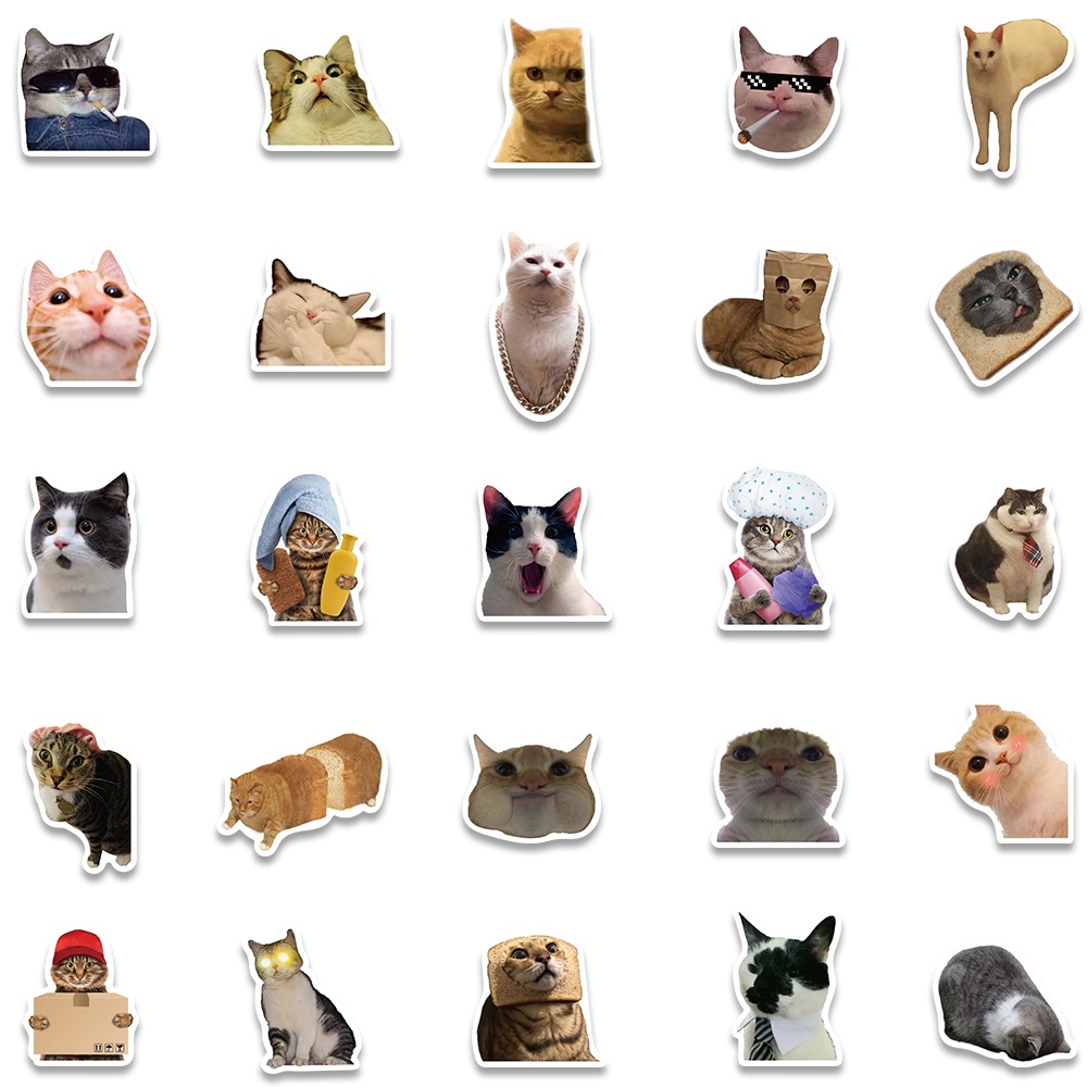 50PCS Cute Cats Dogs Stickers Funny Meme Pets Animal Decals Laptop ...