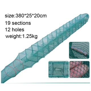 Portable Folded Long Nylon Fishing Net 3.8M Crab Fish Net Hand Casting Cage  Crab Net Mesh Trap