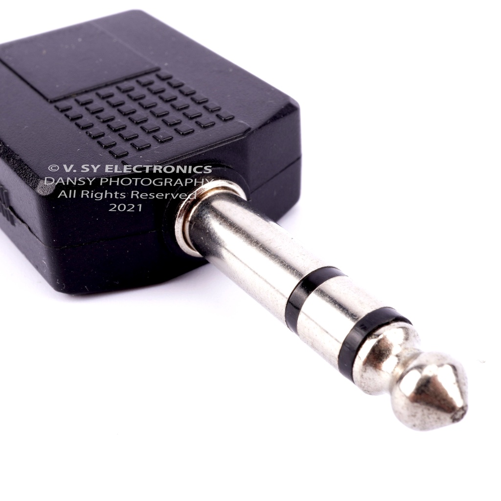 2 Female PL 6.35mm Jack to 1 PL 6.35mm Stereo TRS Plug Connector Audio ...