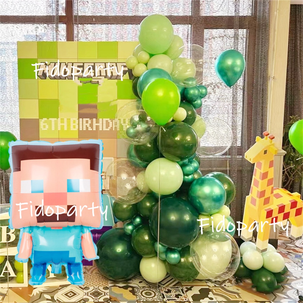 Minecraft Theme Steven 1-9 Year Old Balloons Set 32inch Green Number ...