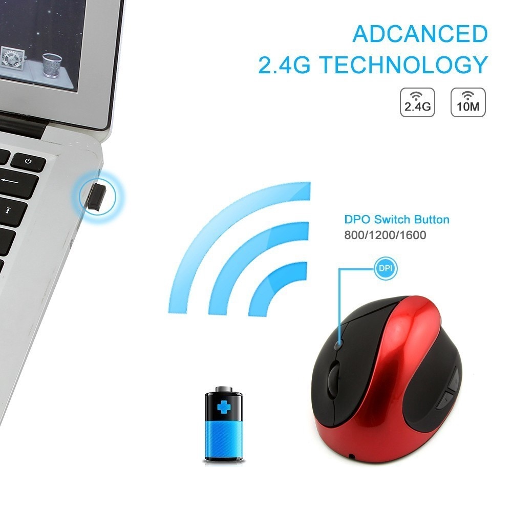 Computer Mouse Wireless Mouse USB Rechargeable Vertical Mouse 1600DPI ...