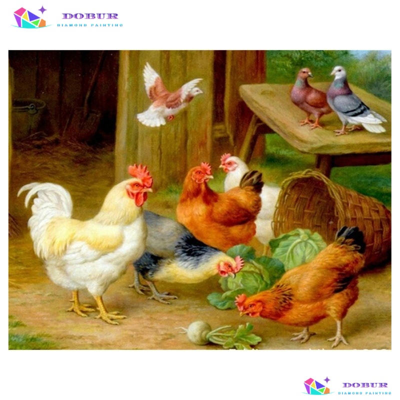 5D DIY Diamond Painting Chicken Paint by Numbers Full Round Rhinestone