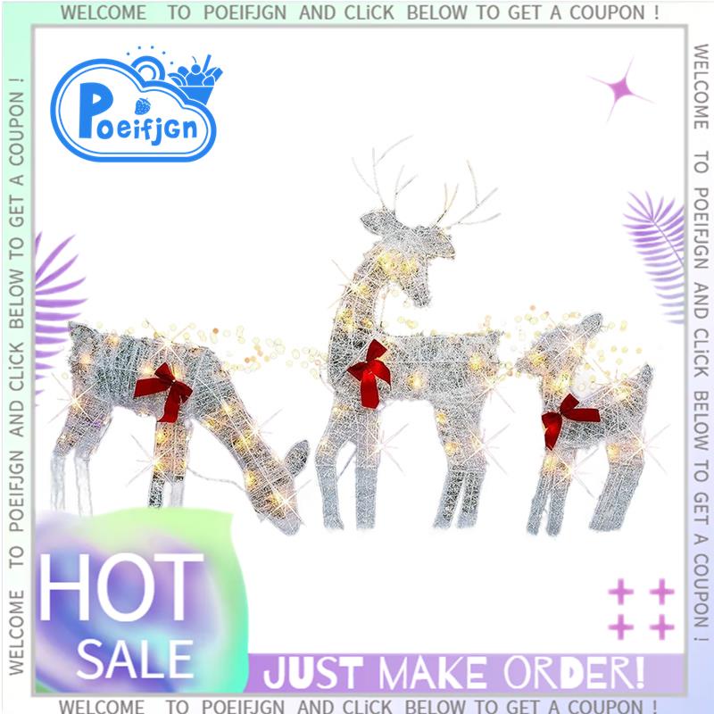 【Poeifjgn】3 PCS Lighted Christmas 2D Reindeers Outdoor Decorations