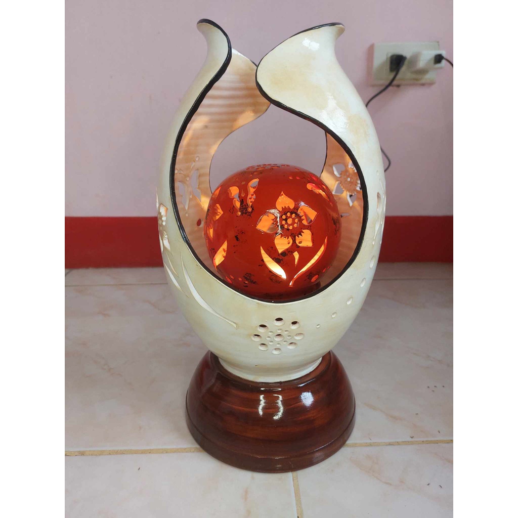 Crystal Sphere Centerpiece One-of-a-Kind Ceramic Clay Lamp Shade with ...