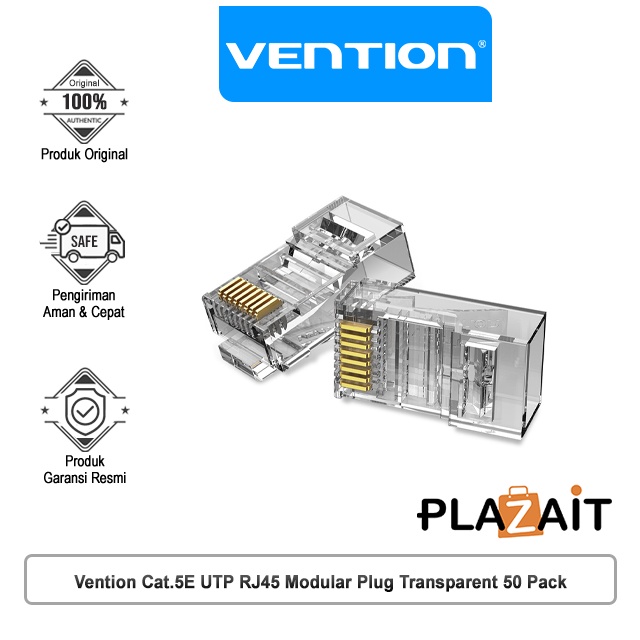 Vention Cat.5E UTP RJ45 Modular Plug Transparent 50 Pack (IDBR0-50 ...