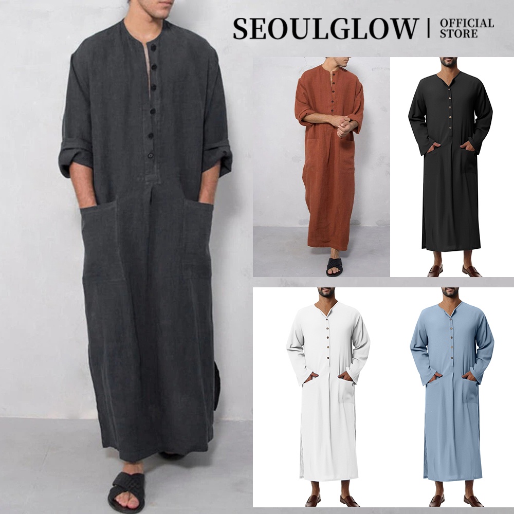 Dubai New Men's Loose Standing Neck Door Long Sleeve Robe/Muslim ...