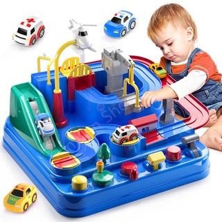 Vente en gros Circuits de course Jouets éducatifs pour la ville de sauvetage préscolaire Véhicule Ensemble de jeux de piste - Rouge/Bleu Personnalisable
