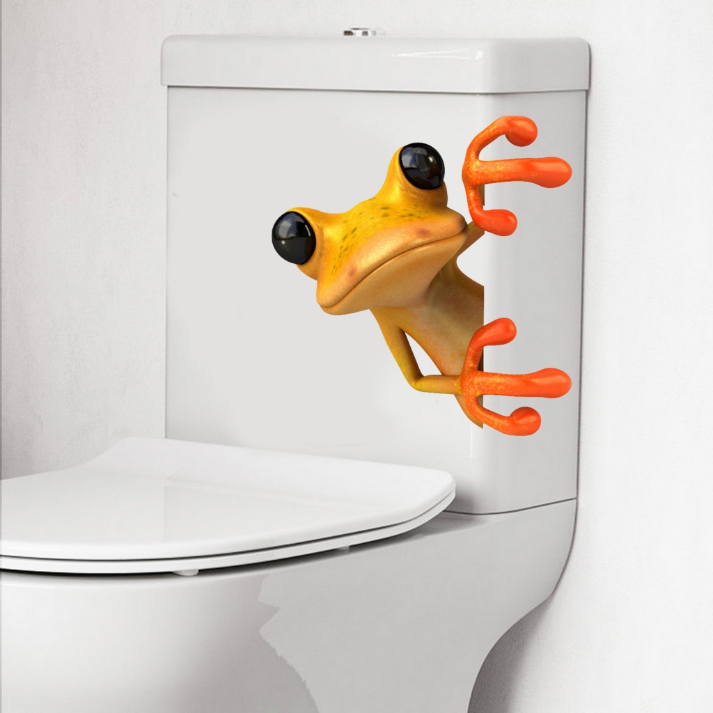 Frog Toilet Stickers Humid Space Wall Decals Adorable Frog Toilet