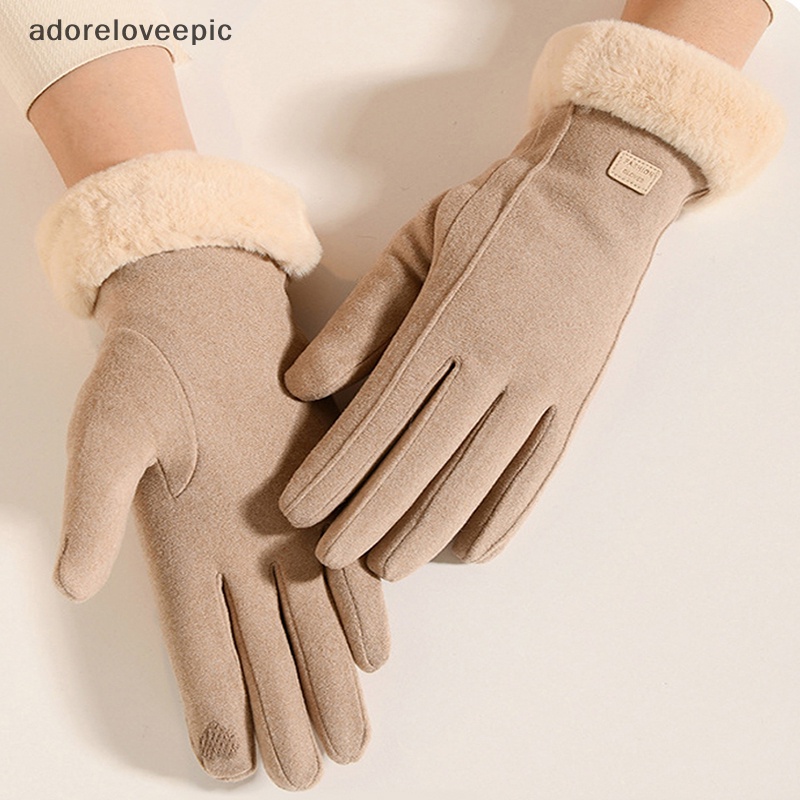 adoreloveepic Outdoor Wind Protection And Warmth Fashion Women Gloves  Autumn Winter Cute Furry Warm Mitts Full Finger Mittens adoreloveepic