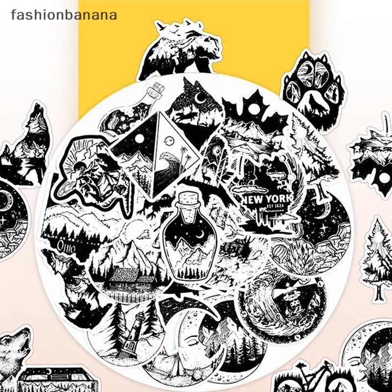 FBPH Bless 50Pcs Black And White Gothic Stickers Luggage Guitar Laptop ...