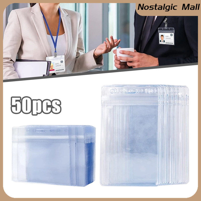 50pcs Transparent ID Case With Zip Lock Waterproof Plastic ID Holder ...