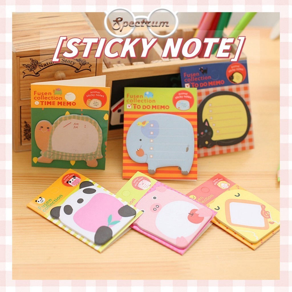 Cute Cartoon Memo Sticky Note Tear Off Zoo Animal Park Sticker Note ...
