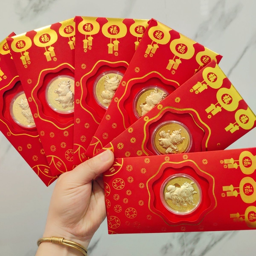 2024 Dragon Year Red Envelope Lucky Coin Lucky Gold Foil Dragon Year