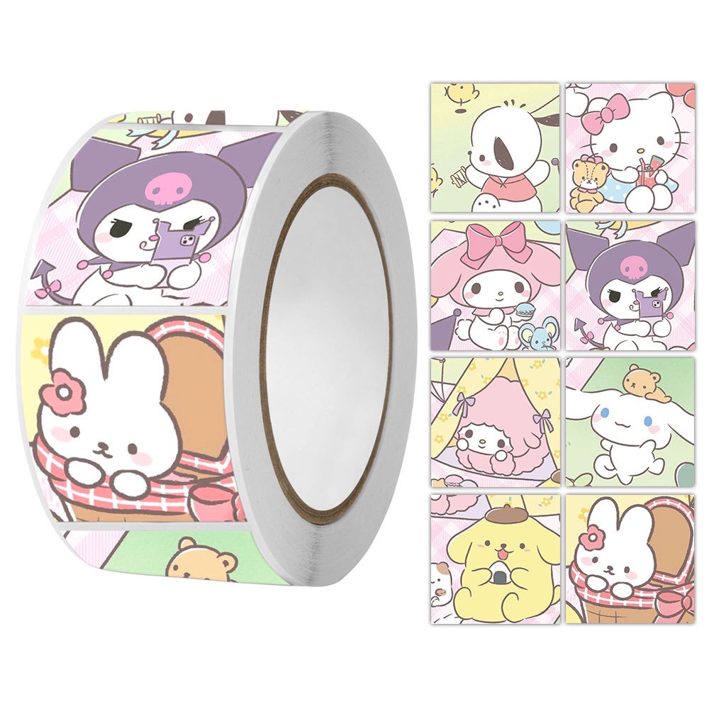 500pcs Sanrio Kuromi My Melody Diy Tapes Label Sticker T Box Cute Handbook Sealing Decoration 4913