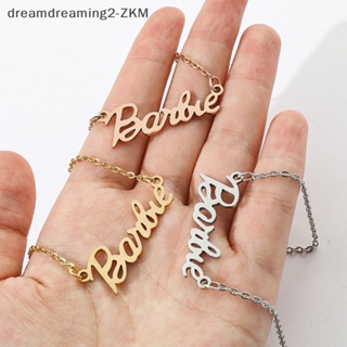 Barbie Crystal Script Logo Necklace (Gold)