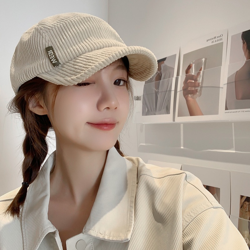 American Retro Black Corduroy Five Piece Cap Autumn Winter Baseball Cap Women 2023 New Style Small Soft Top Cap Shopee Philippines