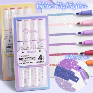 4 Colors Glitter Kawaii Glitter Highlighters Markers for Sparkling