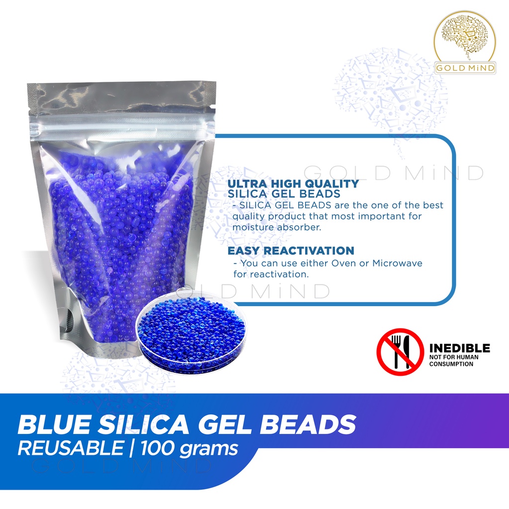 Reusable Silica Gel Bead Blue 100g Premium Moisture Absorber