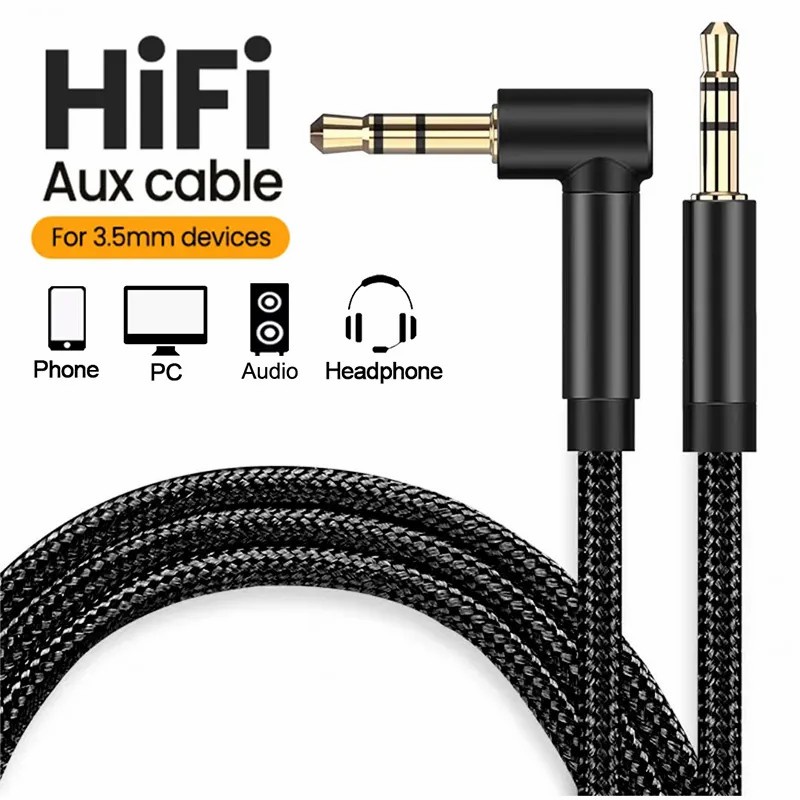 Universal 3.5mm Jack Audio Cable / 90 Degree Elbow Male to Straight ...