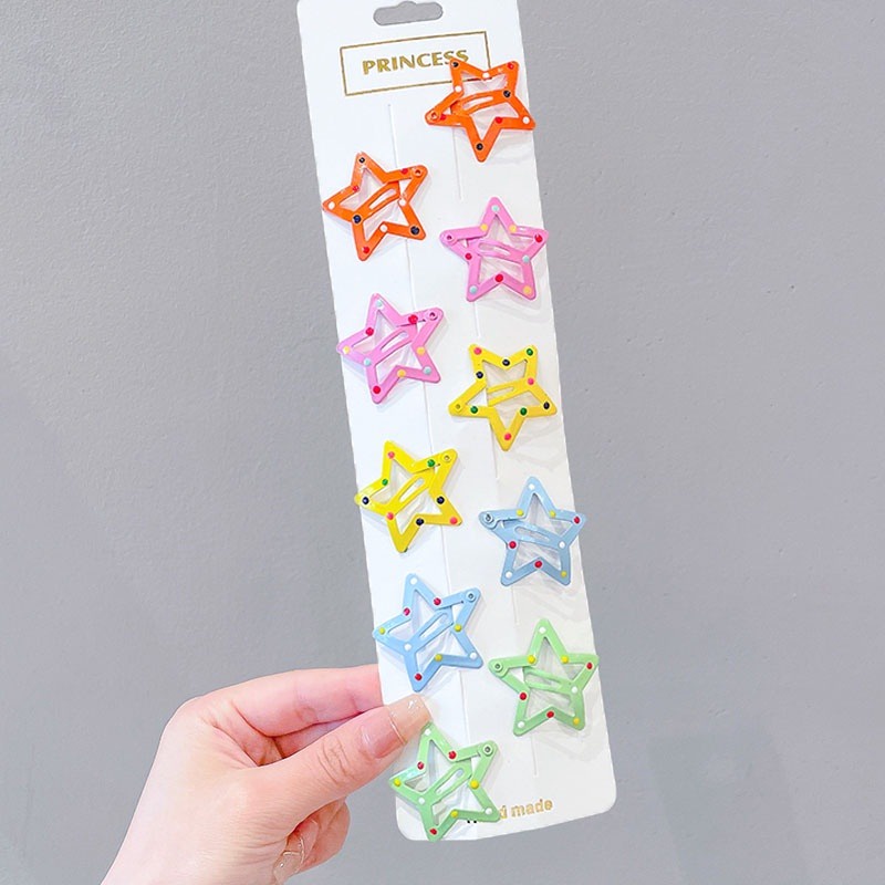 (Bottled) Korean Colorful Y2k Star Hair Clip Set Women Bangs Bb Clip ...