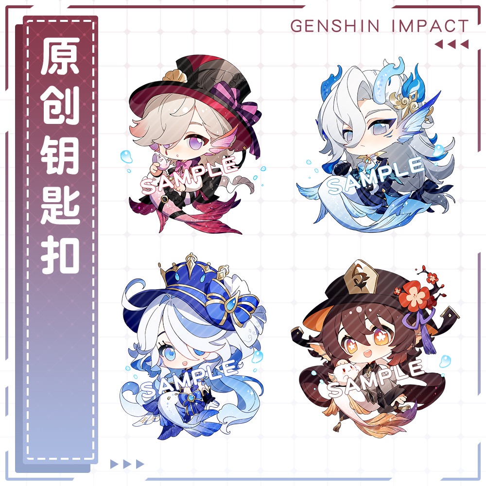 Genshin Impact Charlotte Klee Freminet Keychain Double-Sided Acrylic ...