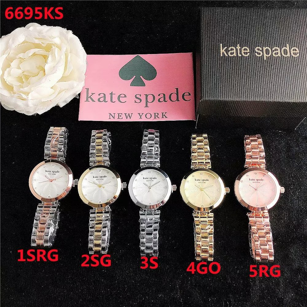 Kate Spade Watch Casual Round Dial Quartz Watches Diamond Men Women Stainless Steel Leather Strap Wrist Watch Couple Birthday Gift1028