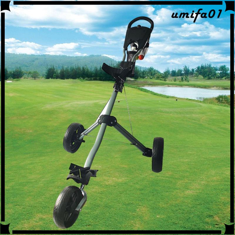 [ 3 Wheel Collapsible Golf Cart, Golf Trolley, Detachable Wheels Portable Space Saving Golf Bag