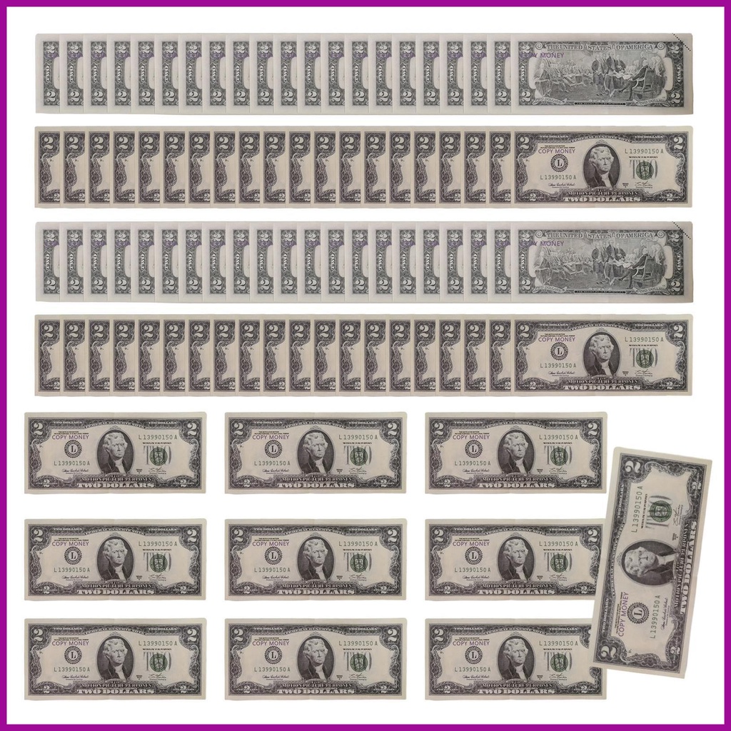 thumbnail image 2 of 100-Pack Realistic Fake Dollar Bill Props - Double-Sided Play Money For Movies, Parties & Learning 2 of 14