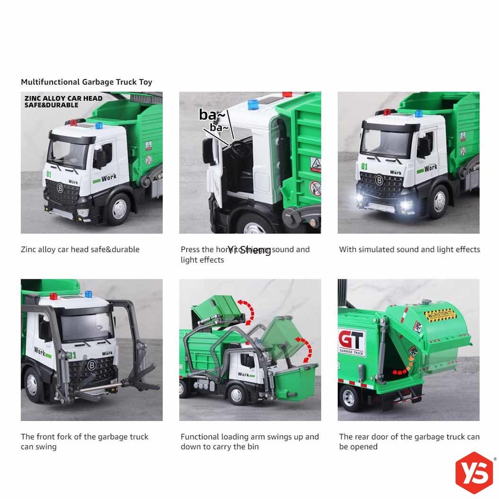 Garbage truck toy with mechanical arm sales