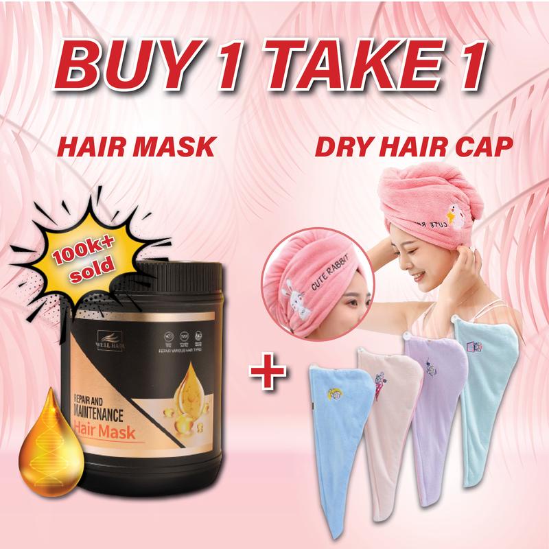 【Well Hair Mask+Dry Hair Cap】Hair Mask Repair Damage hair + Female