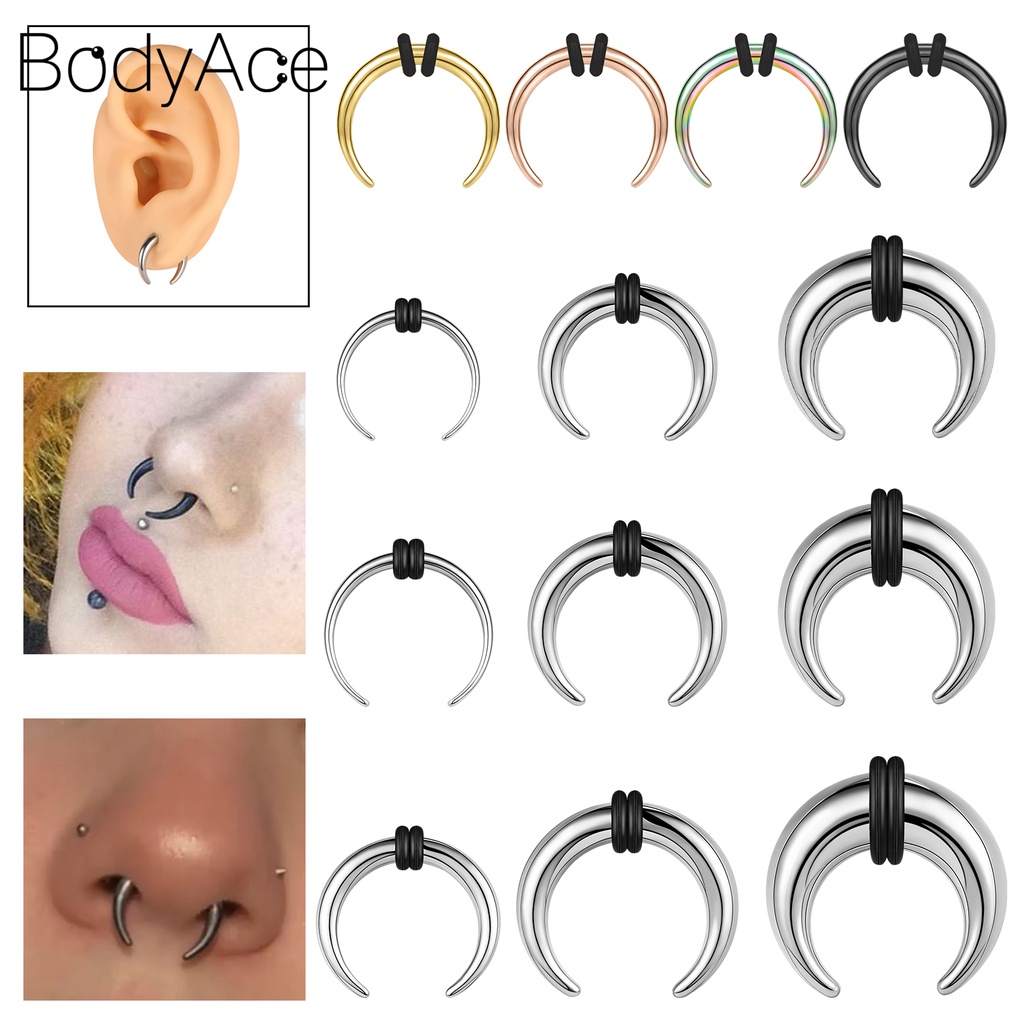 Bodyace 1 PC C Shape Ear Expander 316L Stainless Steel Septum Nose Ring Gothic Septum Stretcher Punk Ear Gauges Nose Piercing Shopee Philippines