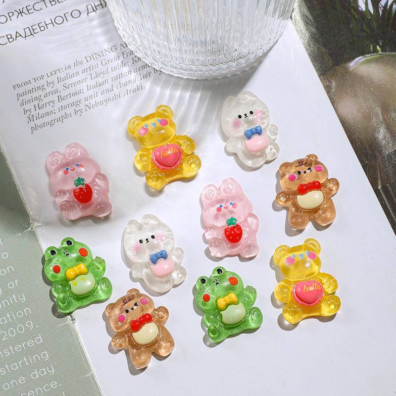 Crocs Charm DIY Cute Crocs Jibbitz Transparent Animal Rabbit Teddy Bear