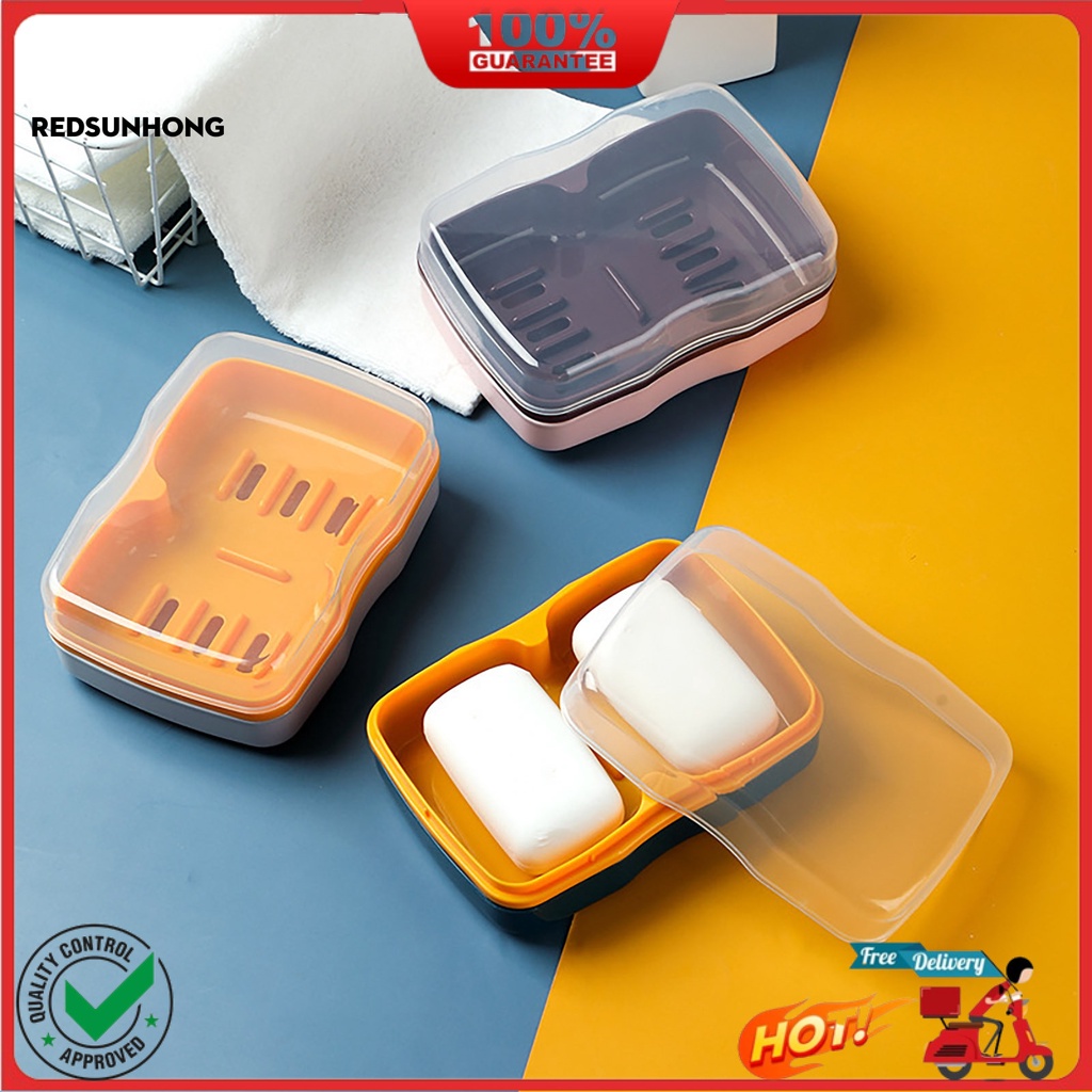 COD Soap Dish Dual Compartments Clear Dust-proof Lid Double Layers ...
