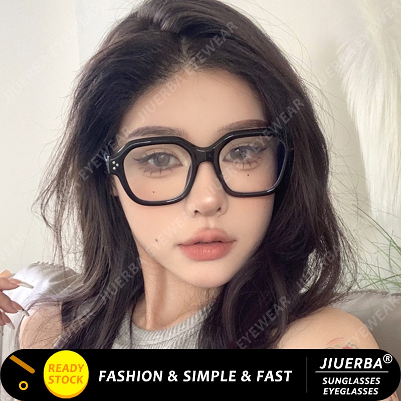 (JIUERBA) Retro Thick Frame Polygonal Eyeglasses Female Korean Fashion ...
