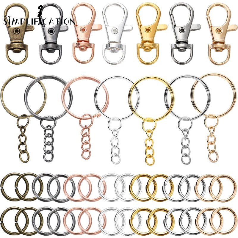 1 Set Creative Metal Swivel Clasps Keyring Set Simple Portable
