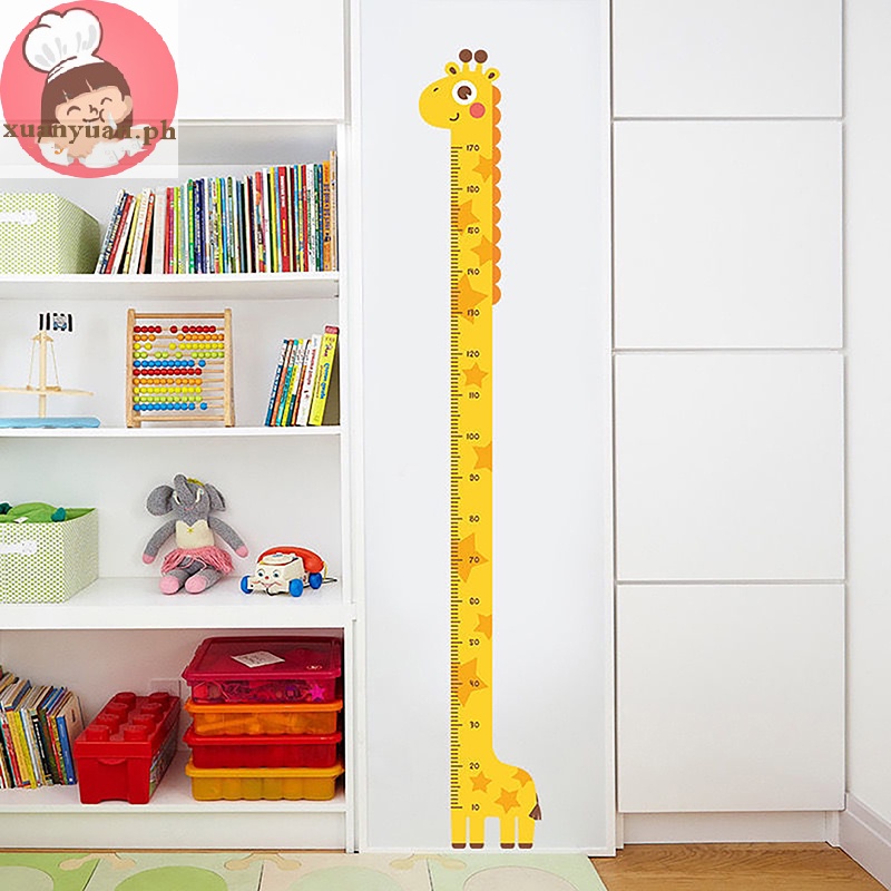 XUAN 1pc Cartoon Animals Height Measure Wall Sticker Giraffe Wallpaper ...