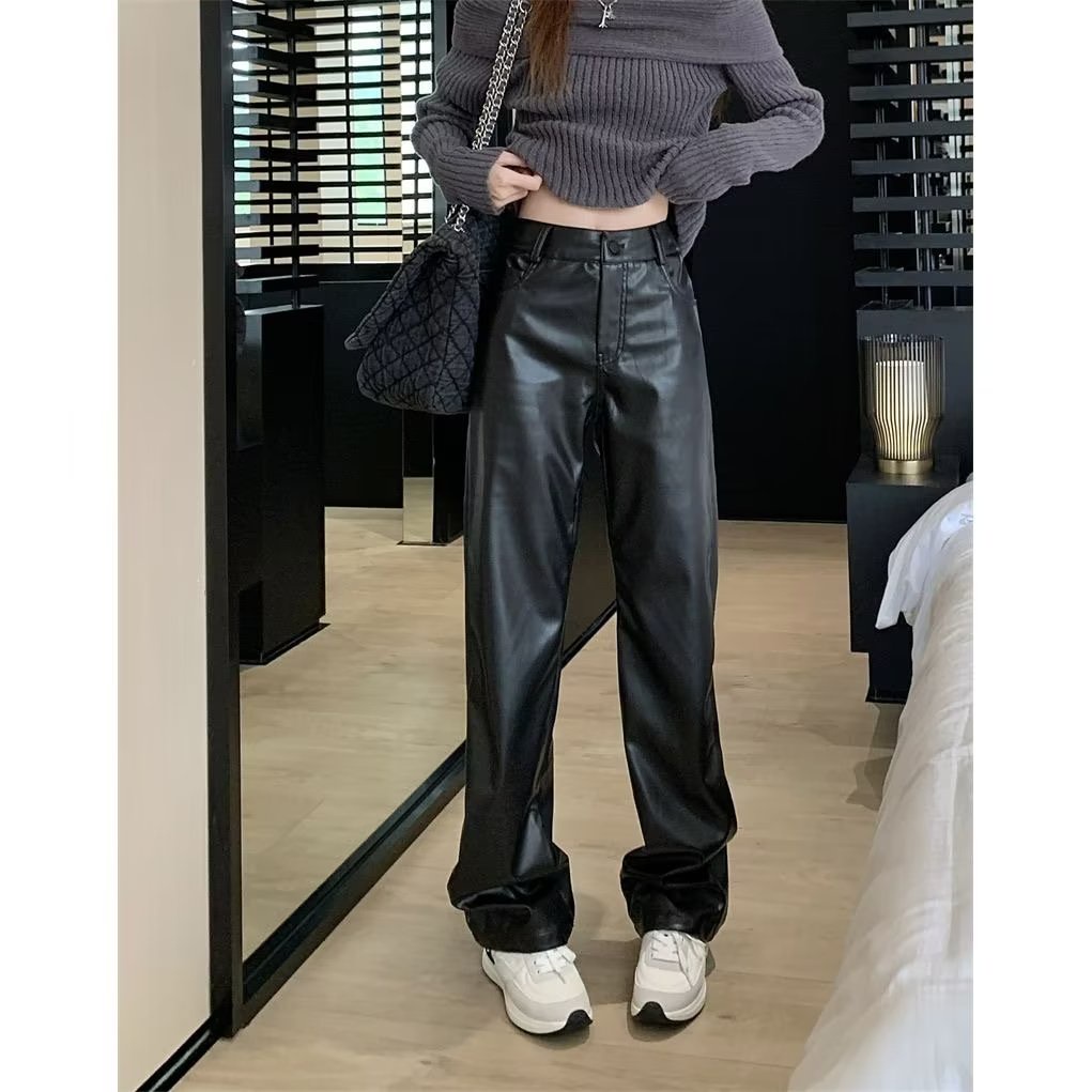 Cute Chicness Wide-Leg Leather Pants - 2 Colors