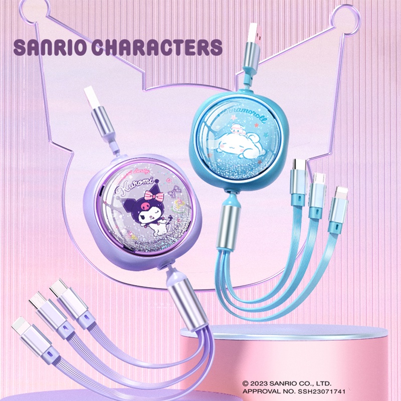 Sanrio Characters SJ-717 3-in-1 66W 6A Fast Charging Data Cable Kuromi ...