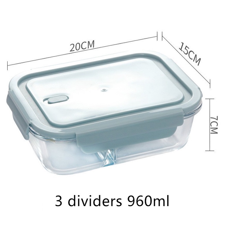 Glass Lunch Box Leak Proof Microwave Safe Lunch Bento Box With Lid 2/3 ...