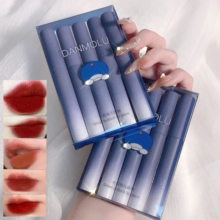5pcs Lip Tint Set Lip Glaze Box Lipstick Waterproof Matte Velvet
