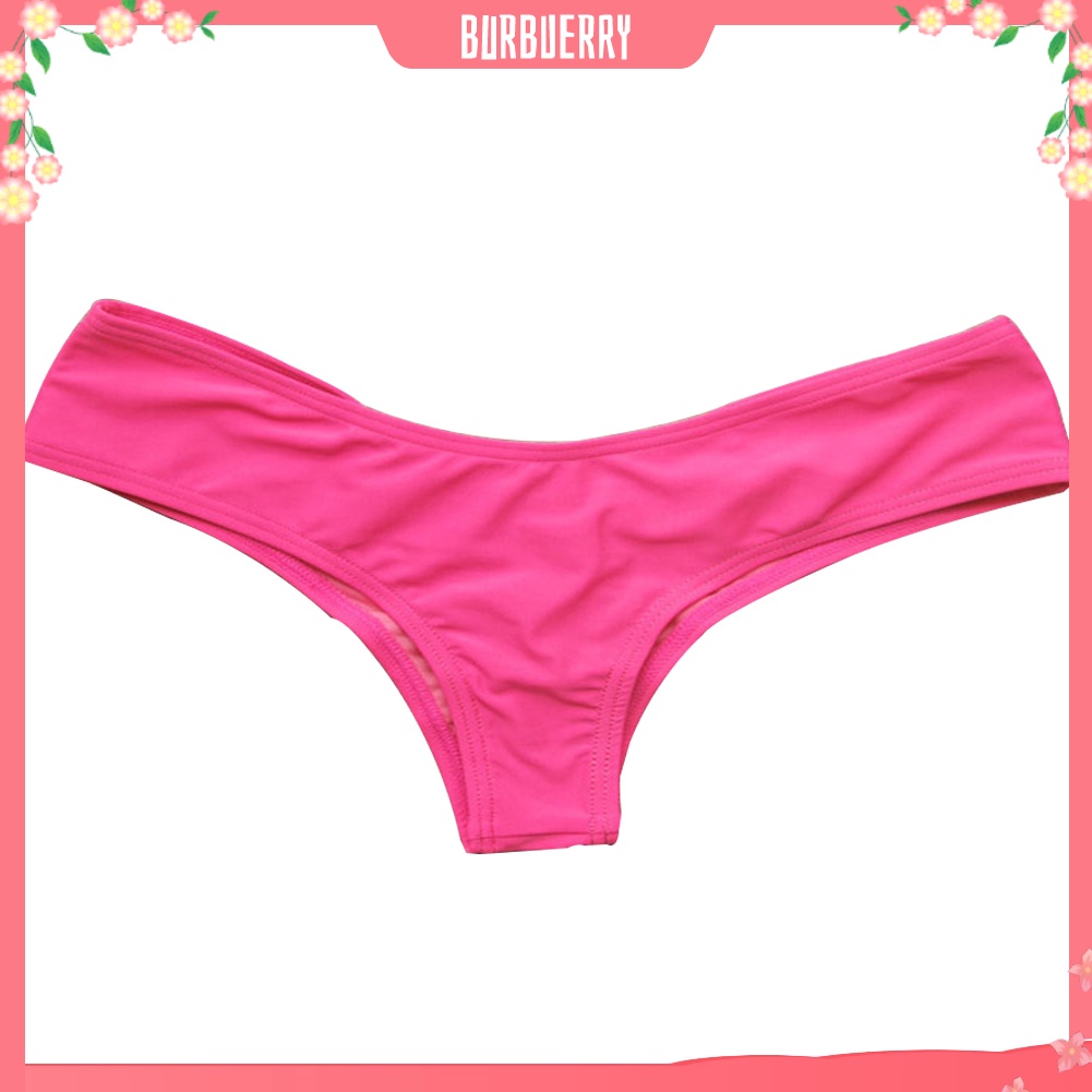 [Burbuerry] Women Sexy Ruched Solid Color Bikini Bottom Swimwear