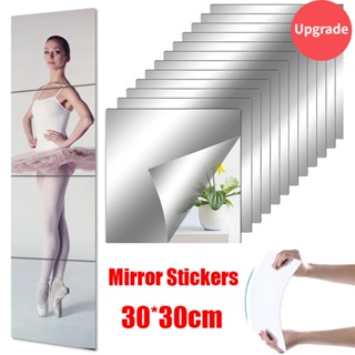 8 Pieces Mirrors for Wall, Non Glass Mirror Tiles, Square Mirror Wall  Stickers, Home Gym Mirror for Bedroom, Living Room, Door Mirror,  30*30cm(11.8*11.8in)Thickening 2mm