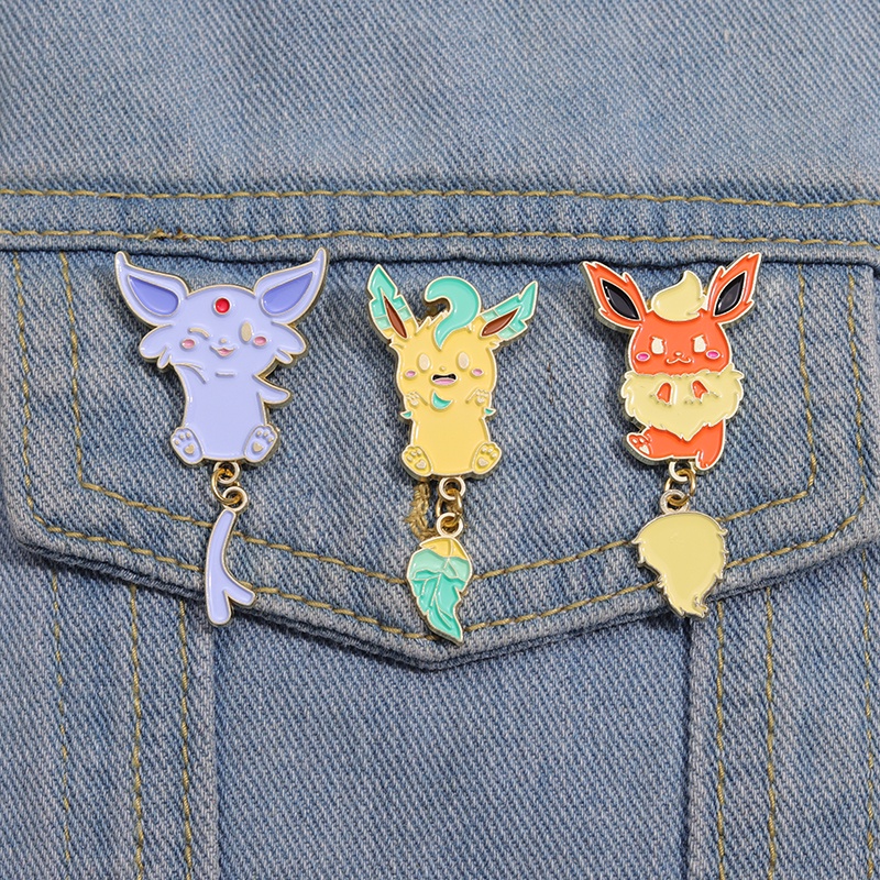 Anime Elf Enamel Pin Brooches Kawaii Cartoon Turtle Fox Pikachu Brooch ...