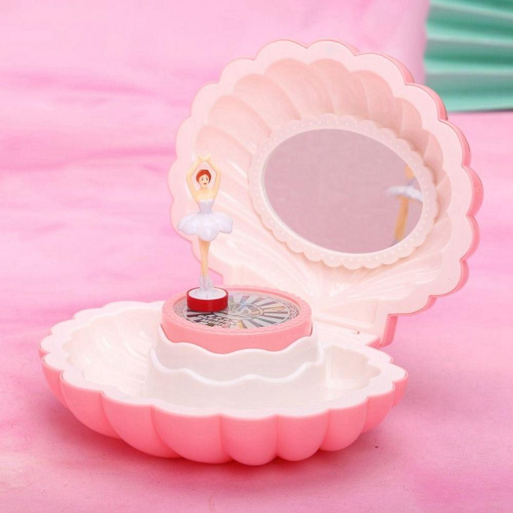 CORDELL Shell Rotating Music Box, With Mirror Shell Shape Dancing Girl ...
