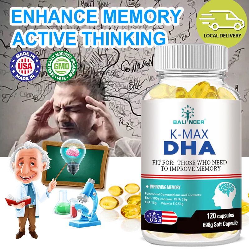DHA Brain Supplement Enhances memory, cognitive attention, promotes