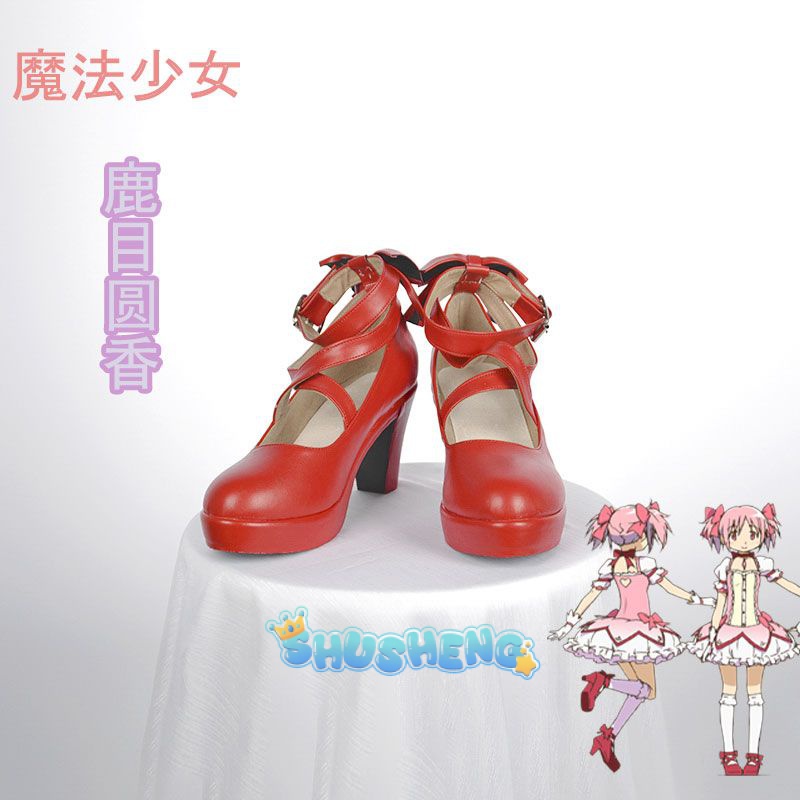 Anime Puella Magi Madoka Magica Kaname Madoka Cosplay Red Shoes Custom ...