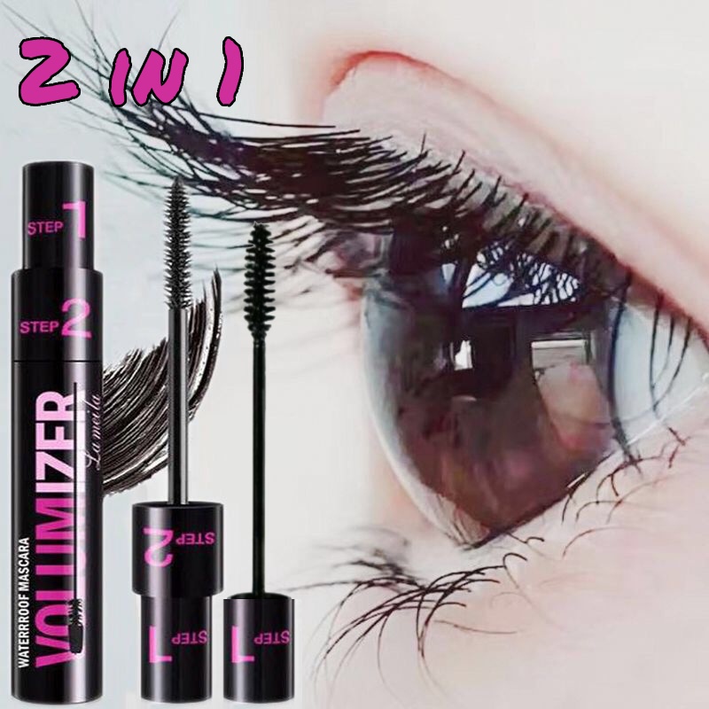 2 in 1 Waterproof Long Lasting Volumizer Mascara Black Mascara+ Eyelash ...