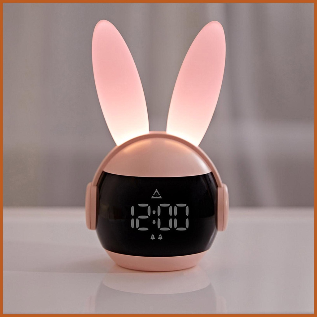 Rabbit Alarm Clock Rainbow LED Night Light Three Ways Wake up