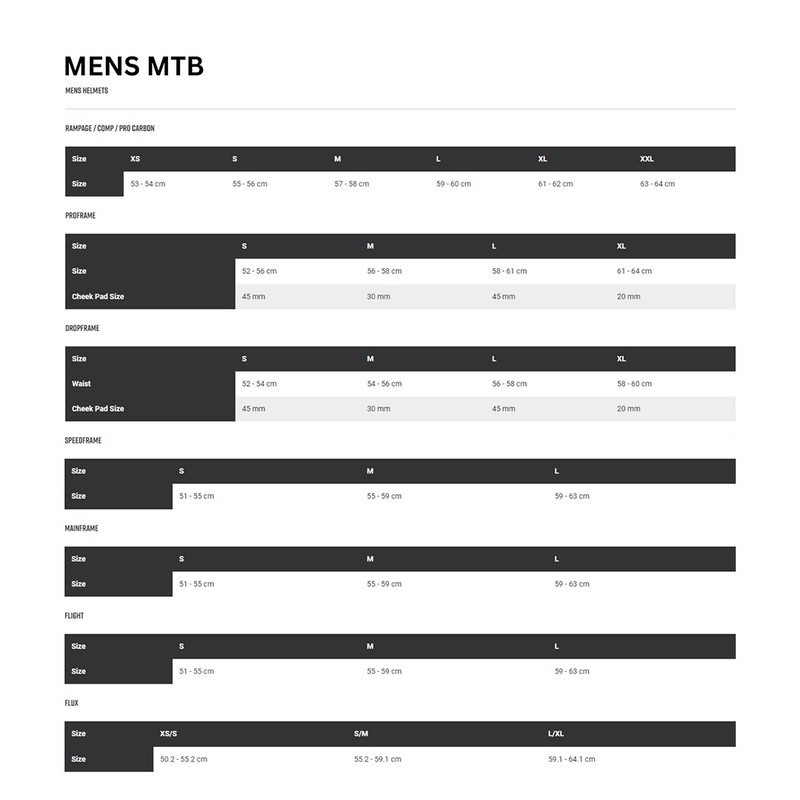 Fox flight sport 2024 helmet size chart